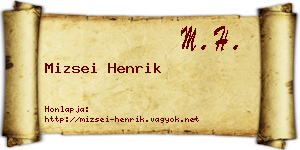 Mizsei Henrik névjegykártya